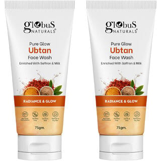 Globus Naturals Pure Glow Ubtan Face Wash Enriched With Saffron  Milk For Radiance  GLow Natural Gentle  Mild Suitable For All Skin Types 75 gm Set of 2