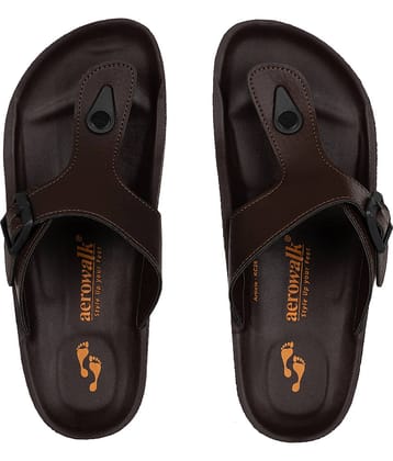 Aerowalk Brown Men's Leather Slipper