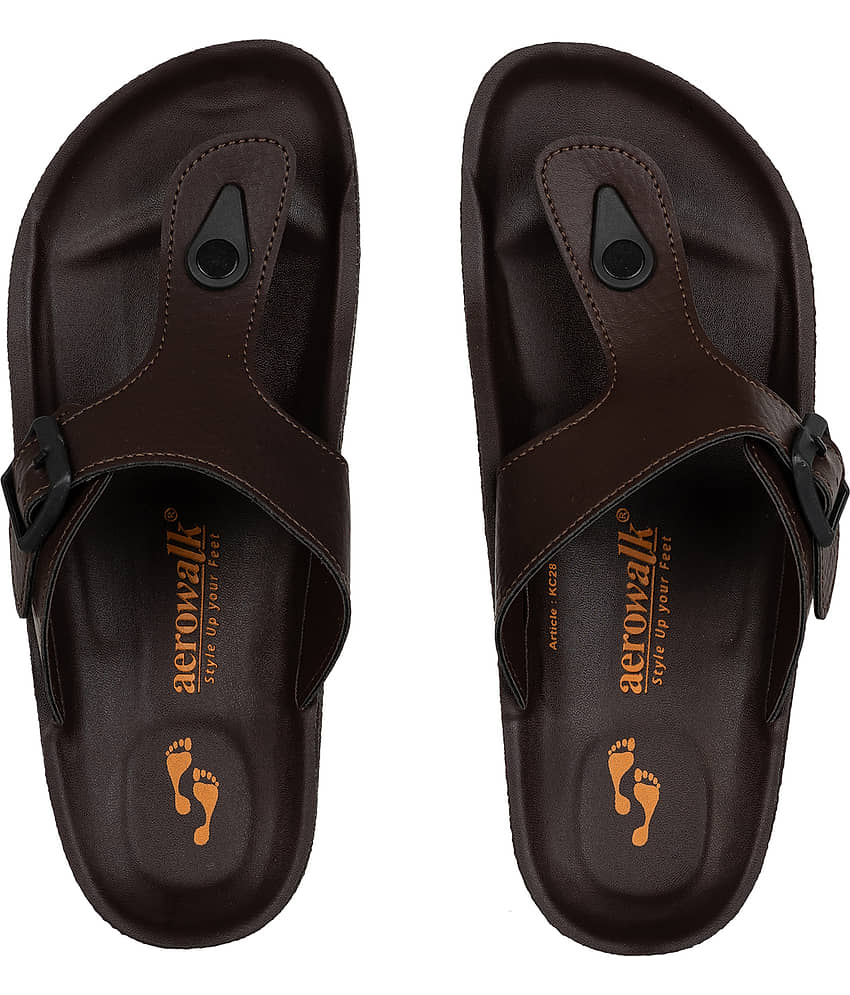 Aerowalk Brown Men's Leather Slipper