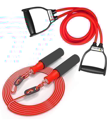 COMBO DOUBLE TONING TUBE AND FOAM SKIPPING ROPE  for Belly Fat Loss & Resistance band for Gym Workout