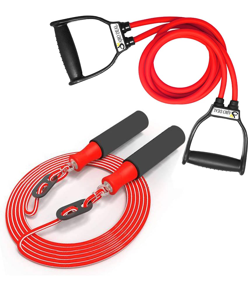 COMBO DOUBLE TONING TUBE AND FOAM SKIPPING ROPE  for Belly Fat Loss & Resistance band for Gym Workout