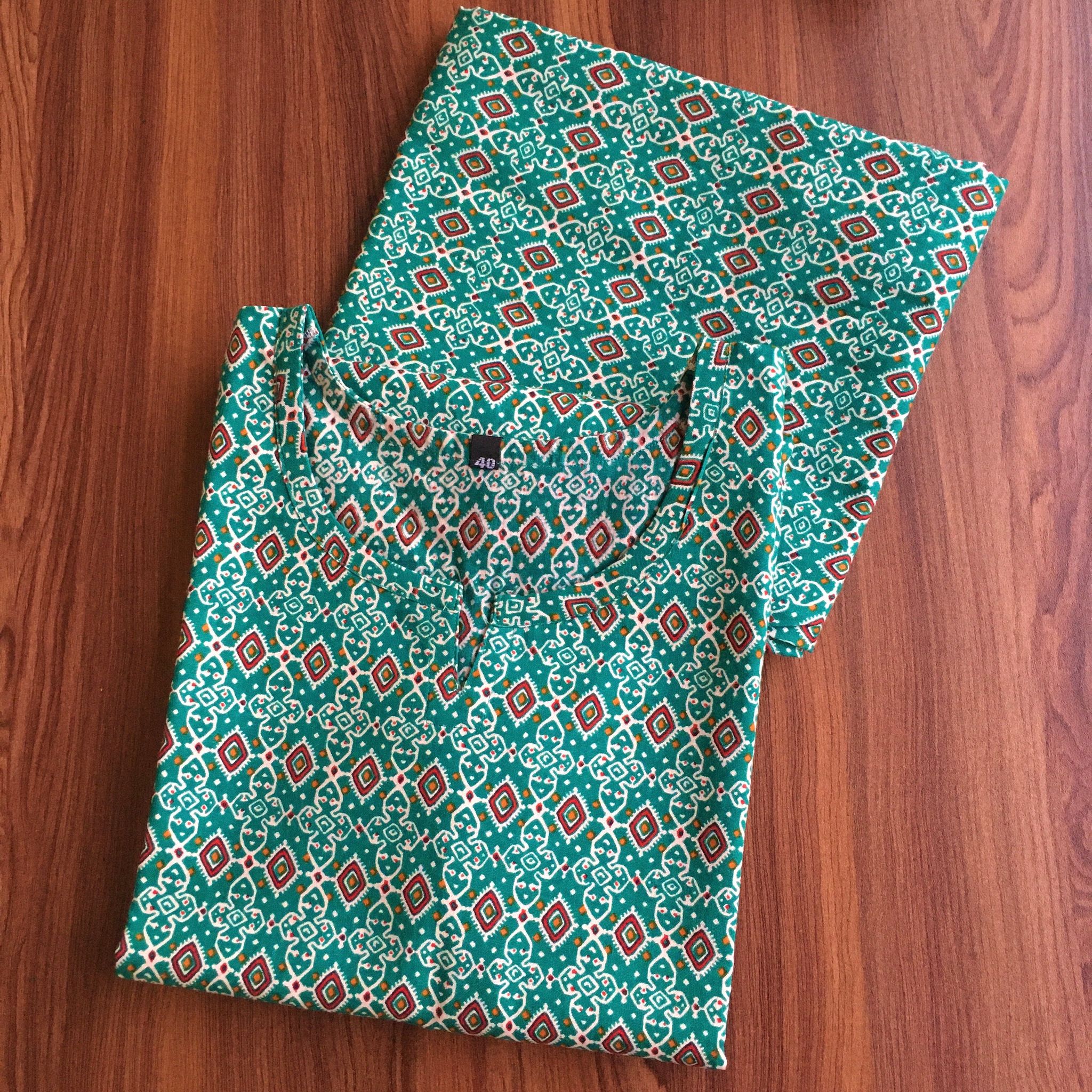 Ajrakh Firozi - Cord Set - Pure Cotton-38 - M