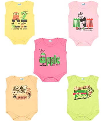 Dongli Pack of 5 Unisex for Baby 100% Cotton Bodysuit ( Multi Color )