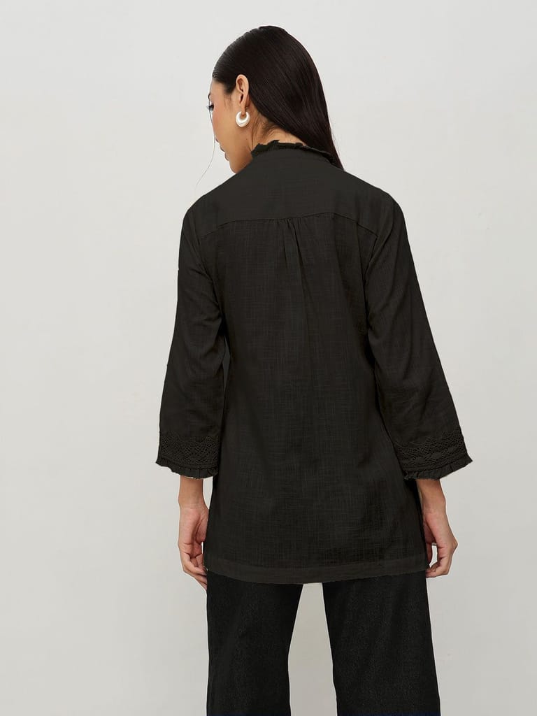 Black Lace-Trim Tunic