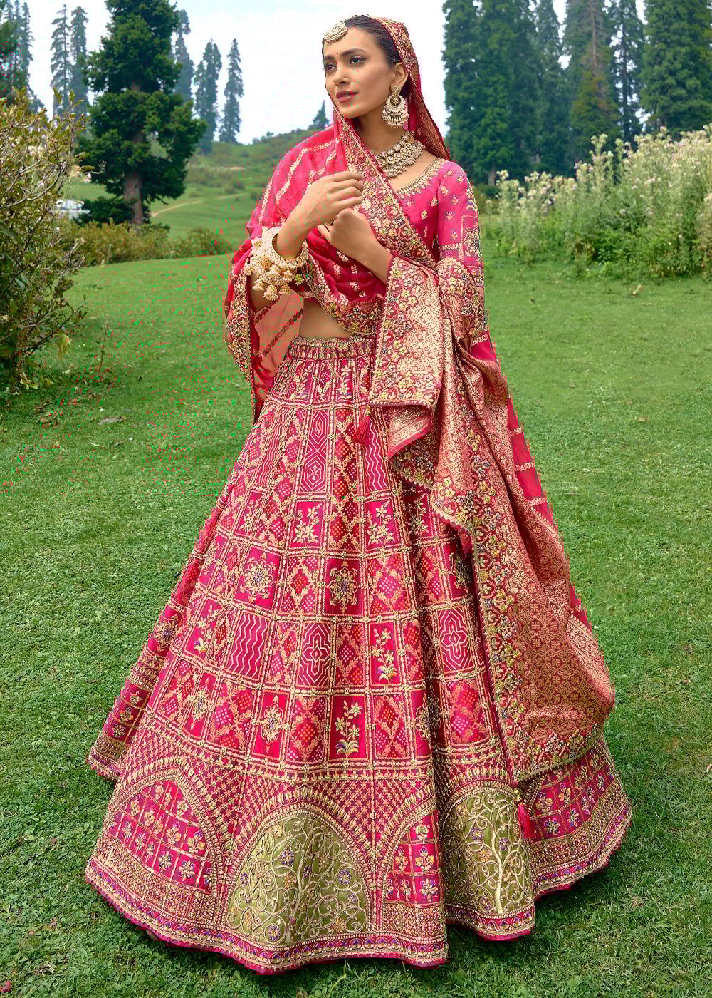 Delicate Pink Embroidered Banarasi Lehenga