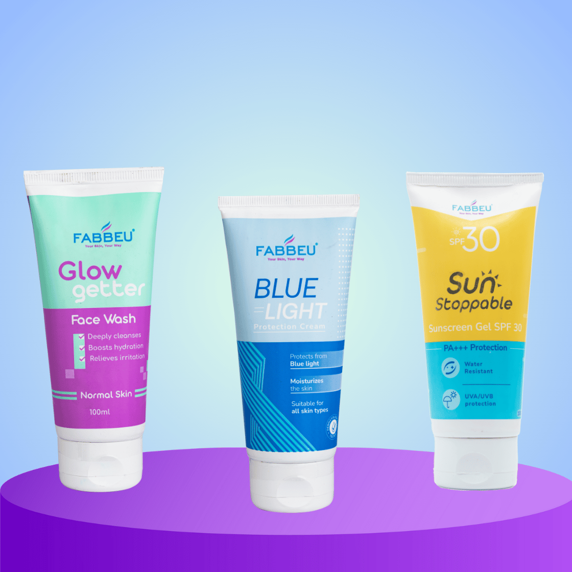 Combo of Glow Getter Facewash + SPF 30 + Blue Light Cream