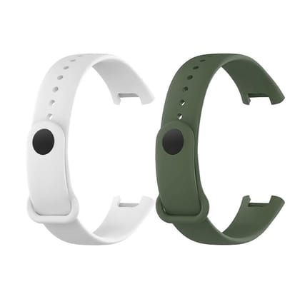 Valente Soft Silicon Band Strap Compatible for Redmi Band Pro (Pack of 2)-White & Green