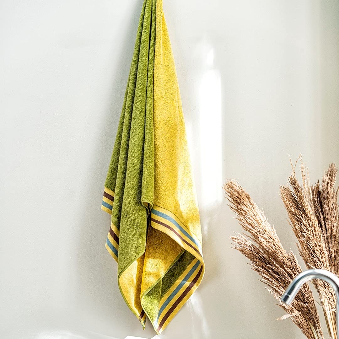 DDECOR - Zest Collection 100% Cotton Bomboo Plains And Textures Pattern 500TC Bath Towel |75 CM X 150 CM| - Multi