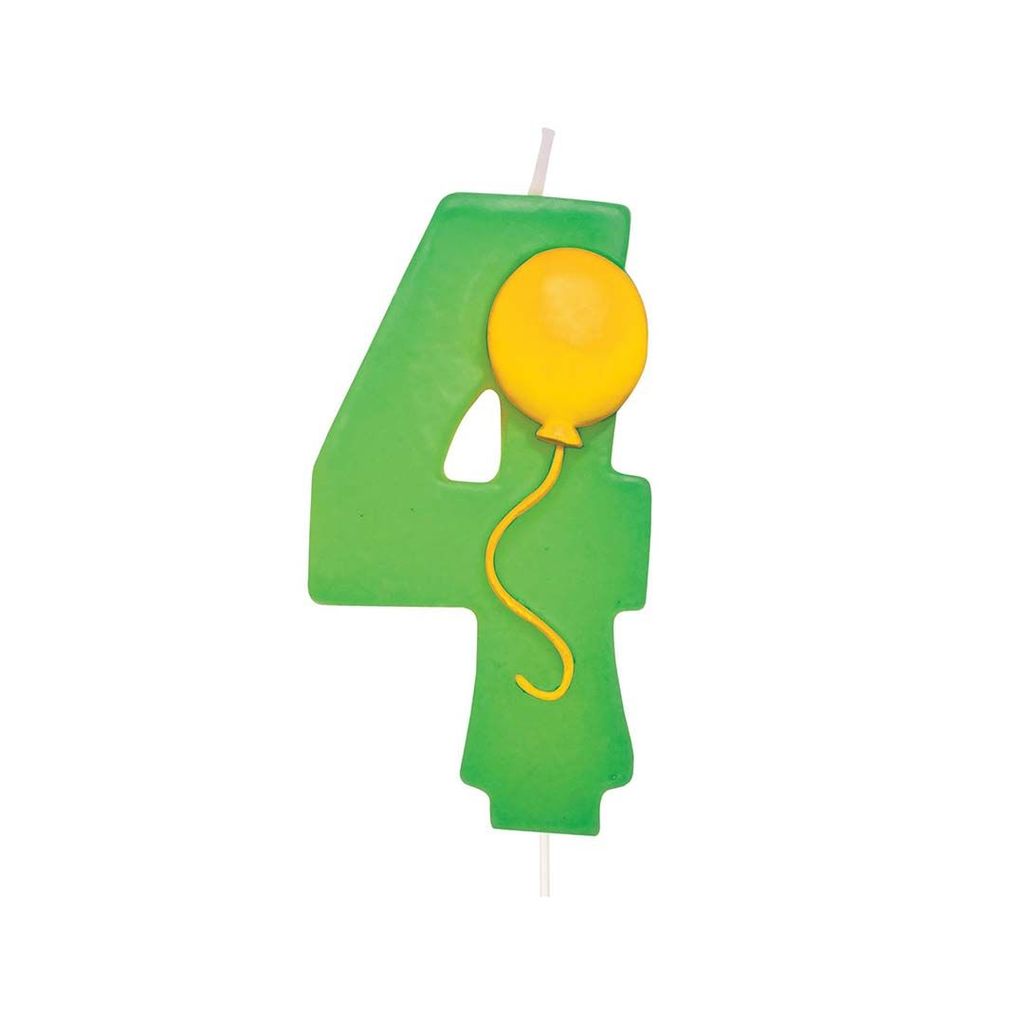 Green Color Number 4 Candle with Balloons - 1PC - Party and Festive Needs | Buy online on ZillyBuy
