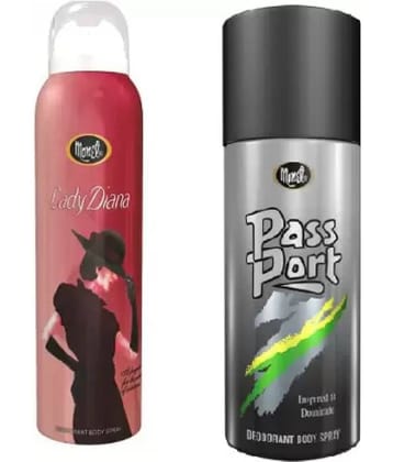 MONET Passport Black & Lady Diana Body Spray - For Men & Women  (150 ml each, Pack of 2)