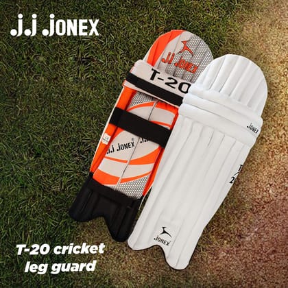 JJ Jonex Cricket Leg Guard (White Orange) JJ Jonex Cricket Leg Guard (White Orange)