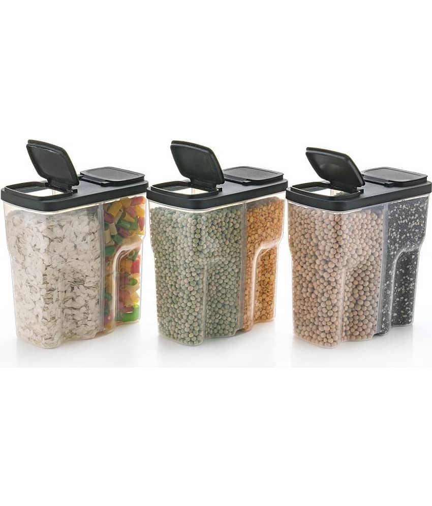 Analog kitchenware - Grocery/Food/Pasta Plastic Black Dal Container ( Set of 3 )