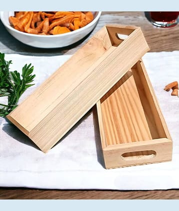 SWH Wooden Brown Food Container ( Set of 2 )