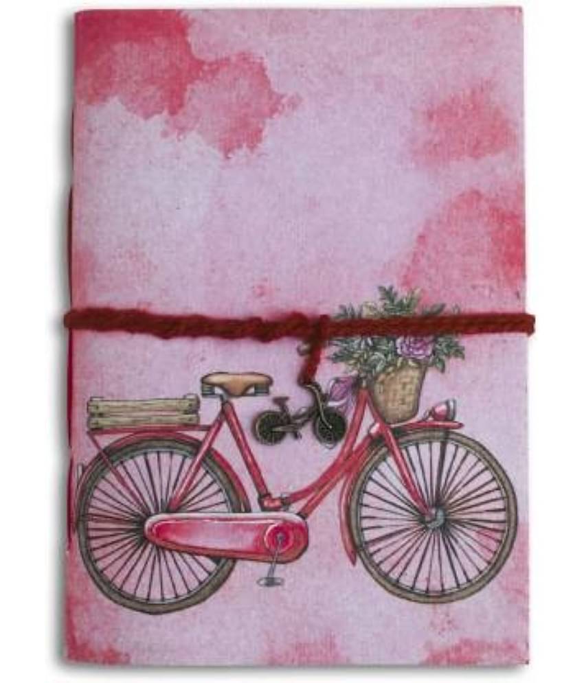 Bicycle Print Flesh Cut Bahi A5 Diary Un-Ruled 96 Pages (Pink Color)