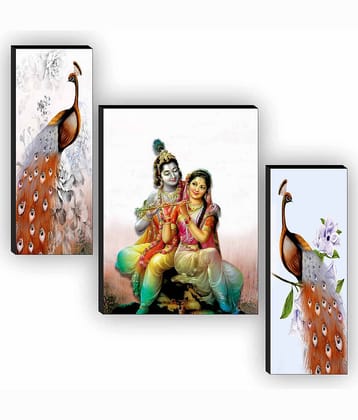 Saf radha krishna with couple peacock modern art MDF Painting Without Frame