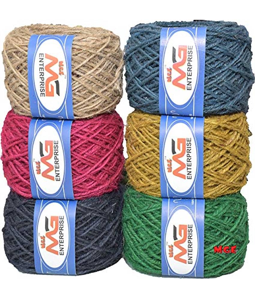 M.G ENTERPRISE Jute Combo JC 08 Colour Exclusive Twine Ball Threads String Rope 3 Ply 150 m (6 Colours / 25 m Each) for Creative Decoration