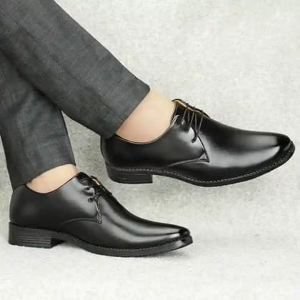 Latest Trendy Men Formal Shoes Black Derby Shoes Office Shoes For Men's and Boys (Size-8) Black