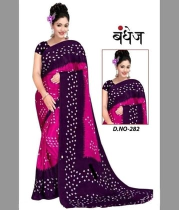 JIHANA FAB Chiffon Printed Saree With Unstitched Blouse Piece ( Pink )