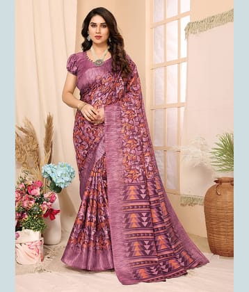 BLEESBURY Cotton Printed Saree With Unstitched Blouse Piece ( Maroon )