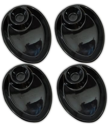 Inpro 4 Pcs Melamine Black Quarter Plate