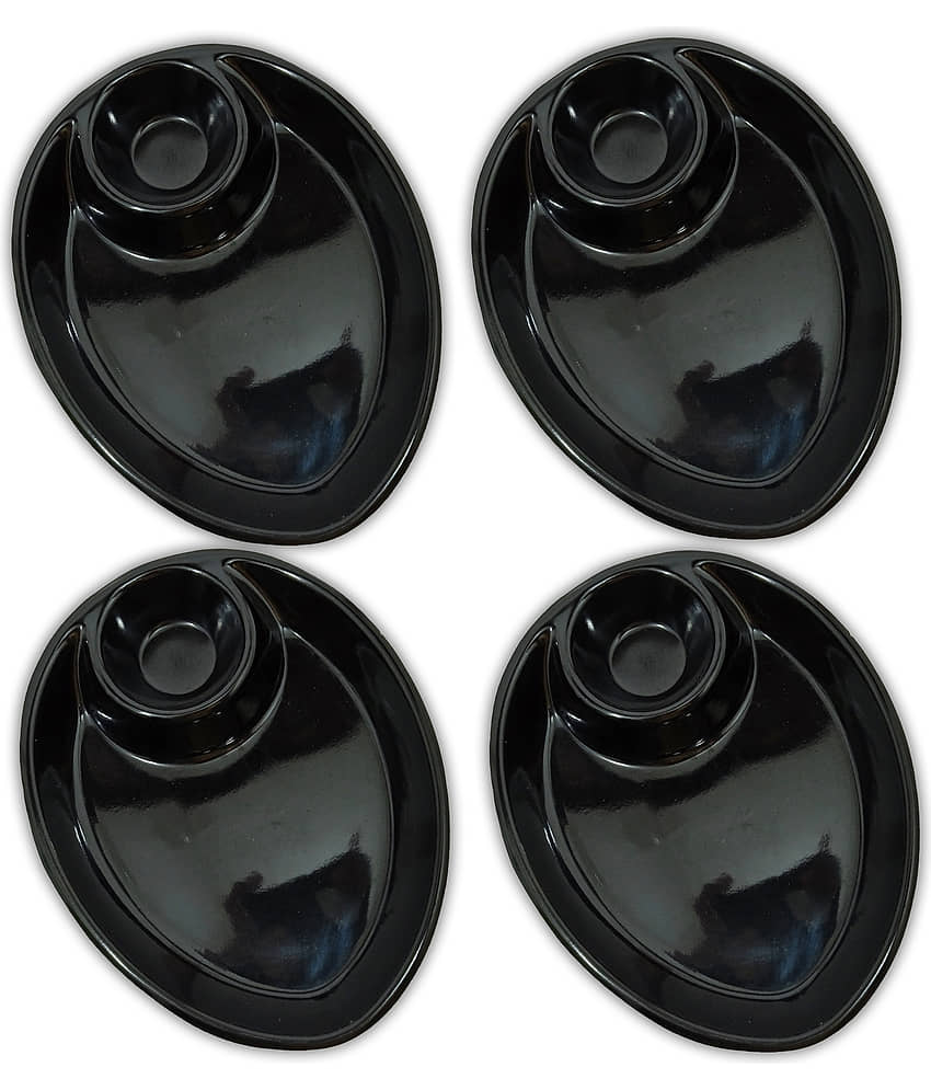 Inpro 4 Pcs Melamine Black Quarter Plate