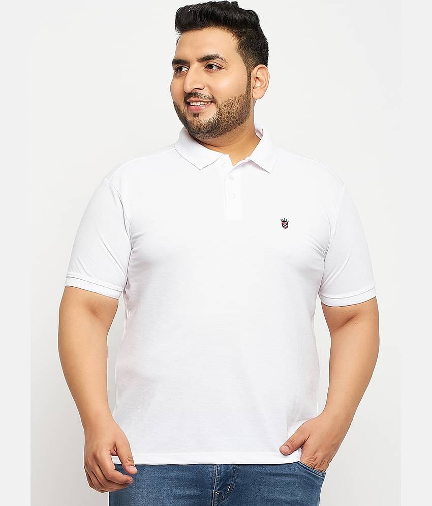 RELANE Pack of 1 Cotton Blend Regular Fit Solid Half Sleeves Men's Polo T Shirt ( White )