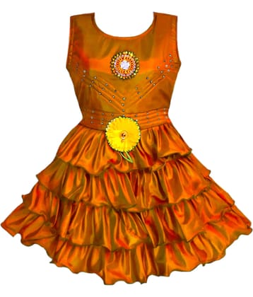 Mullick the designer Silk Frock For Girls ( Pack of 1 , Orange )