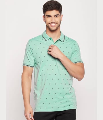 UNIBERRY Pack of 1 Cotton Blend Regular Fit Printed Half Sleeves Men's Polo T Shirt ( Green )
