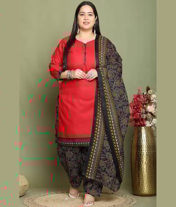 wonder weave Women Cotton Blend Printed Straight Kurti With Patiala Salwar ( Maroon )