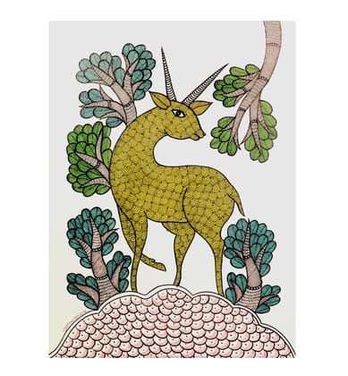 Handcrafted Gond Antelope Painting | Traditional Tribal Folk Art of Madhya Pradesh Handcrafted Gond Antelope Painting | Traditional Tribal Folk Art of Madhya Pradesh