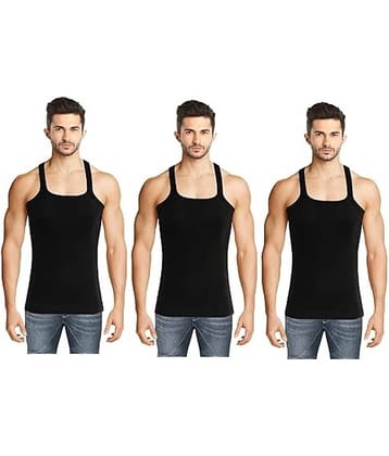 INNERO Pack of 3 Cotton Gym Vest For Men ( Black )