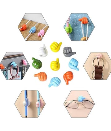Purple Dust  Creative Silicone Thumb Wall Hook - Multifunction Adhesive Cable Clip, Key Hook for Wall (10pcs)