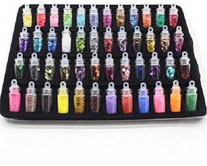 Elecsera Glitter Stickers Powder Manicure Polish Mixed Design Case Set 48 (Multicolor)