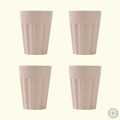 Rice Husk Cutting Chai Cups-SOFT BEIGE / OF 4