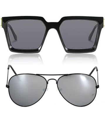 Kanny Devis - Black Rectangular Sunglasses ( Pack of 2 )