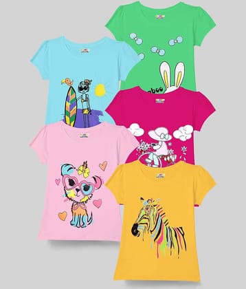Kuchipoo Pack of 5 Girls Cotton Blend T-Shirt ( Multicolor5 )