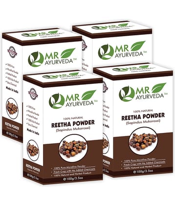 MR Ayurveda 100% Herbal Reetha Powder Hair Scalp Treatment 400 g Pack of 4