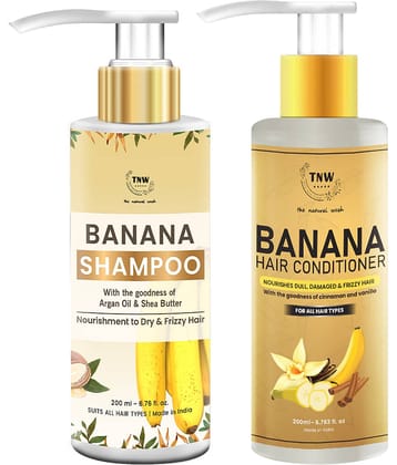 TNW - The Natural Wash Banana Shampoo and Banana Conditioner for Soft and Frizz-Free Shampoo + Conditioner 200ml mL Pack of 2