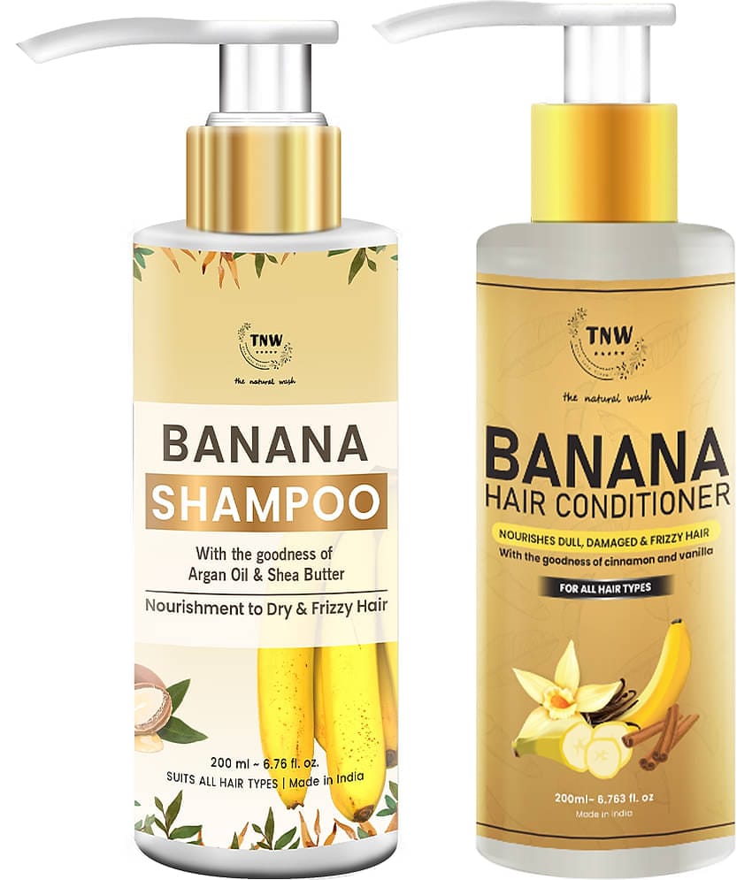 TNW - The Natural Wash Banana Shampoo and Banana Conditioner for Soft and Frizz-Free Shampoo + Conditioner 200ml mL Pack of 2
