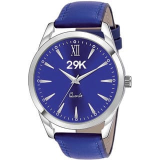 29K 9009 Round Blue Dial Leather Strap Partywear/Formal/Casual Boys Smart Analog Watch For Men