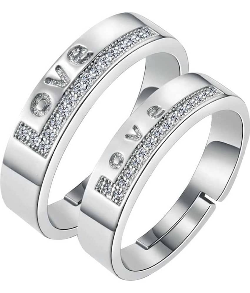 Paola Adjustable Couple Rings Set for lovers,silver plated ring simbol of love decorated of diamond Valentine Gift Sets for men and women.