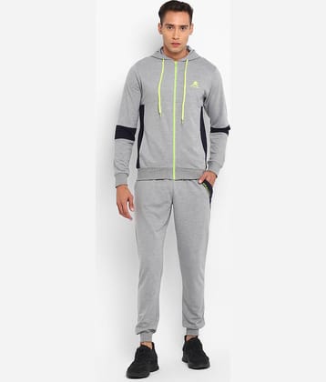 OFF LIMITS - Grey Melange Cotton Blend Regular Fit Colorblock Men's Sports Tracksuit ( Pack of 1 )