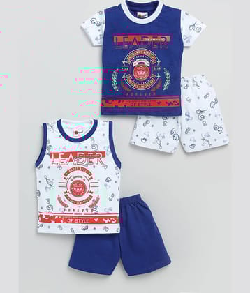 Mars Infiniti Pack of 2 Unisex for Baby Cotton Top & Shorts ( White & Blue )