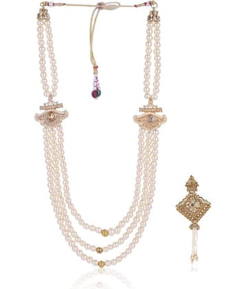 Dulha groom sherwani Necklace/Moti Mala for Men for wedding | Groom Mala and Brooch Set