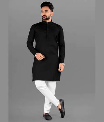 FRELURO Black Cotton Blend Regular Fit Men's Kurta Pyjama Set ( Pack of 1 )
