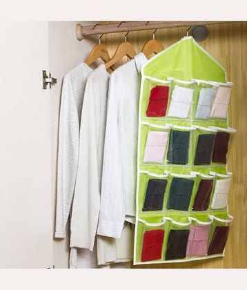THRIFTKART - Polyester Washable 16 Grids Pouch Clothes, Socks, Underwear, Bra Hanging Storage Bag (Multicolour).