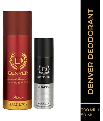 Denver Honour , Black code Nano Deodorant Spray for Men 250 ml ( Pack of 2 )