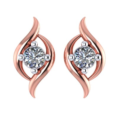 Senco Gold Rosy Art Solitaire Studs (1.85 gram / 0.16 Ct / GH-VS-SI / 18K Rose Gold)
