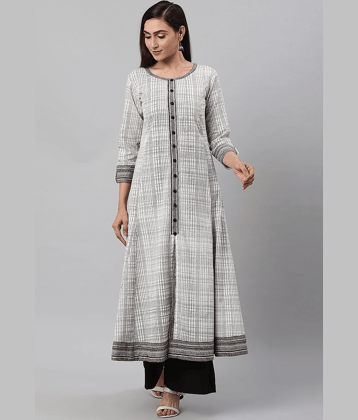 Yash Gallery - White Cotton Women's Flared Kurti ( Pack of 1 )