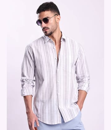 Bene Kleed 100% Cotton Regular Fit Striped Full Sleeves Men's Casual Shirt - Grey ( Pack of 1 )